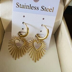 Gold Heart Stainless Steel Earrings